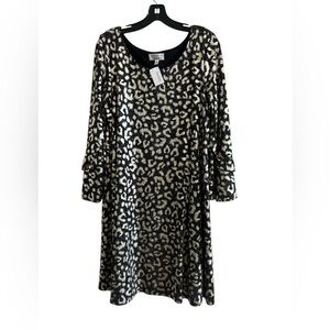 Signature by Robbie Bee Shimmery Animal Print Dress,  Size  XL